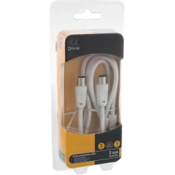 Q-Link coax kabel 3CV2 HF stekker 1 meter rechtwit