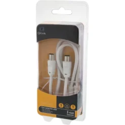 Q-Link coax kabel 3CV2 HF stekker 1 meter rechtwit