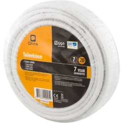 Q-Link coax kabel 20 meter wit kabelkeur