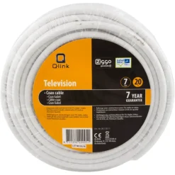 Q-Link coax kabel 20 meter wit kabelkeur