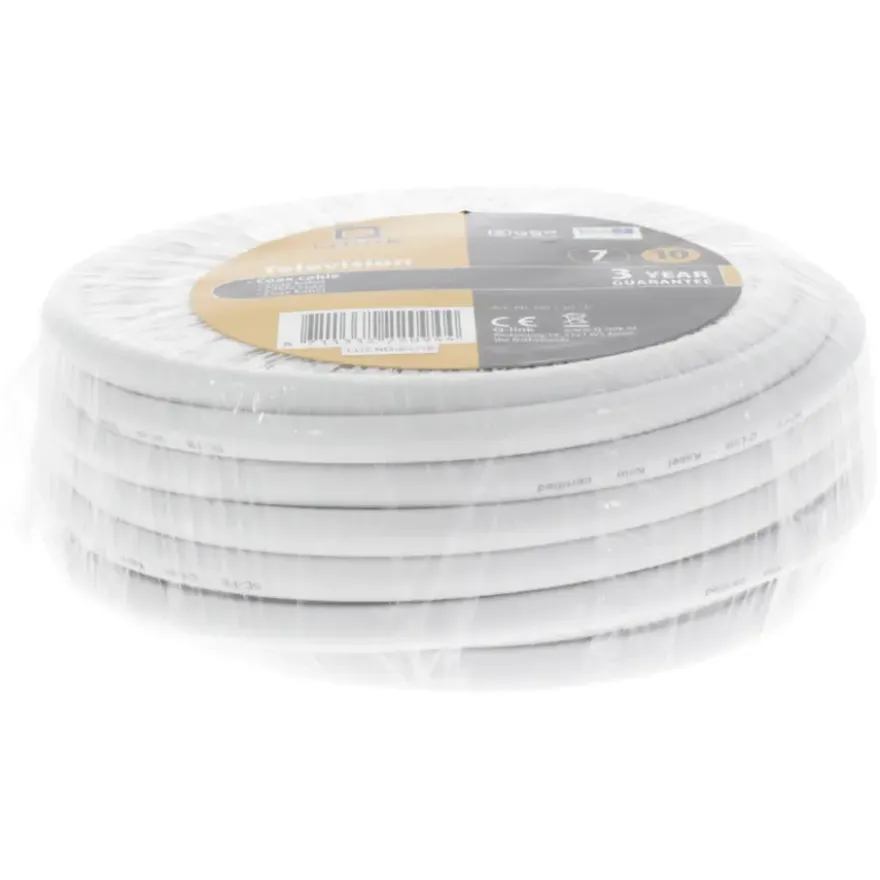 Q-Link coax kabel 10 meter wit kabelkeur