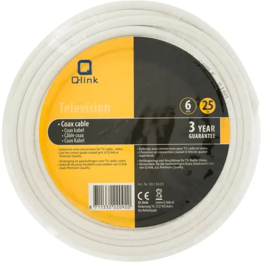 Q-Link coax kabel RG59 25 meter wit