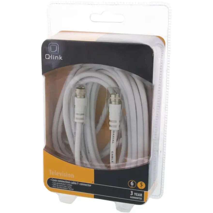 Q-Link coax kabel RG59 met F-connector 5 meter wit