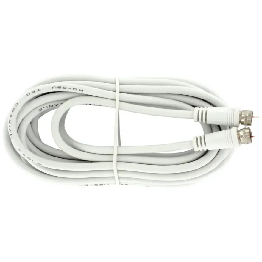 Q-Link coax kabel RG59 met F-connector 5 meter wit