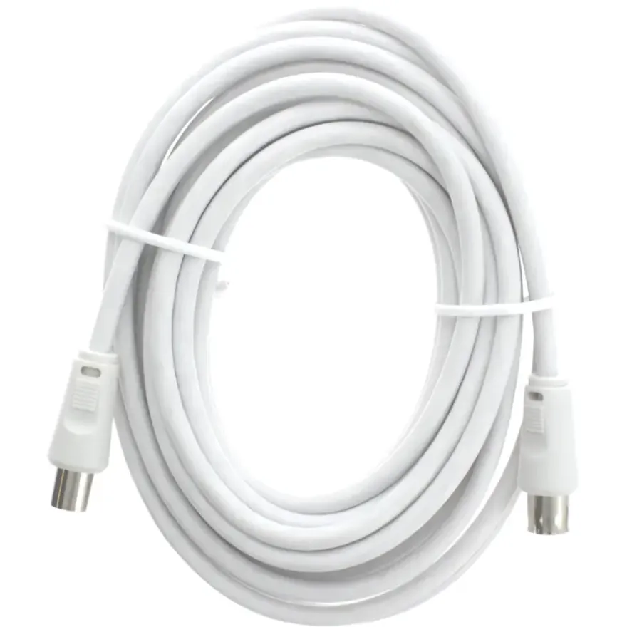Q-Link coax kabel stekker recht 5 meter wit kabelkeur