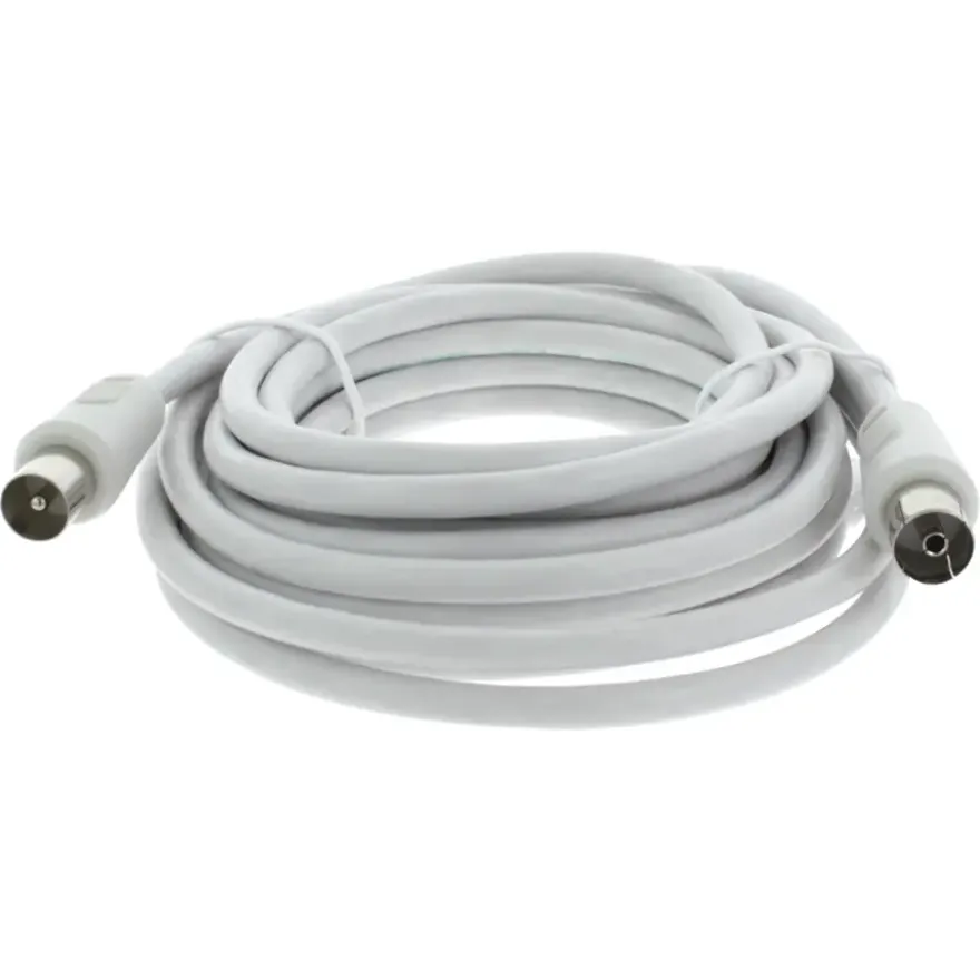 Q-Link coax kabel stekker recht 5 meter wit kabelkeur