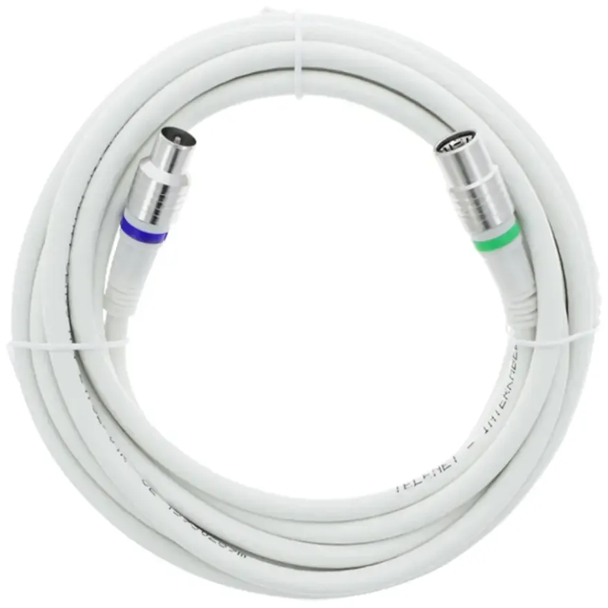 Q-Link coax kabel stekker recht 5 meter wit kabelkeur