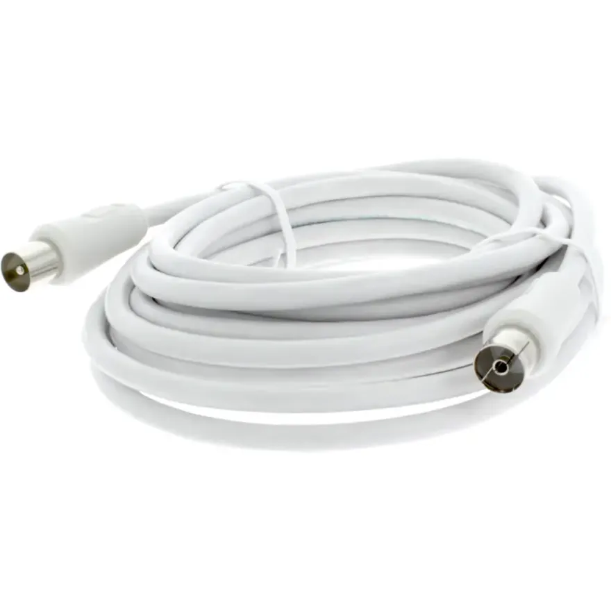 Q-Link coax kabel stekker recht 5 meter wit kabelkeur