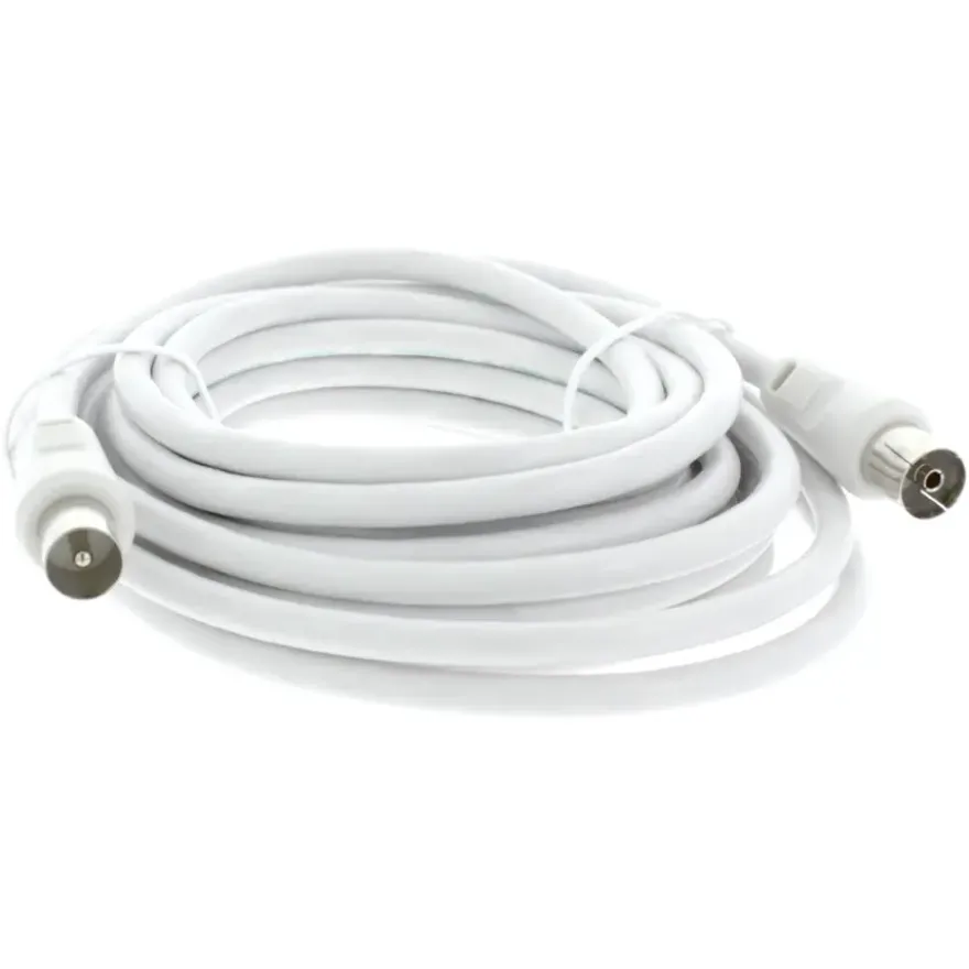 Q-Link coax kabel stekker recht 5 meter wit kabelkeur