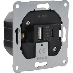 Q-LINK Inbouw basiselement USB-A + USB-C