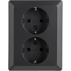 Q-Link Inbouw Dubbel Geaard Stopcontact Zwart