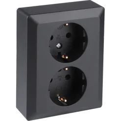 Q-Link Inbouw Dubbel Geaard Stopcontact Zwart