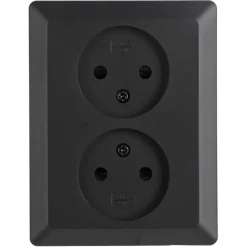 Q-Link Inbouw Dubbel Stopcontact Zwart