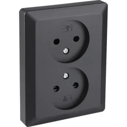Q-Link Inbouw Dubbel Stopcontact Zwart