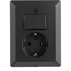 Q-Link Inbouw Enkel Geaard Stopcontact met Schakelaar Zwart