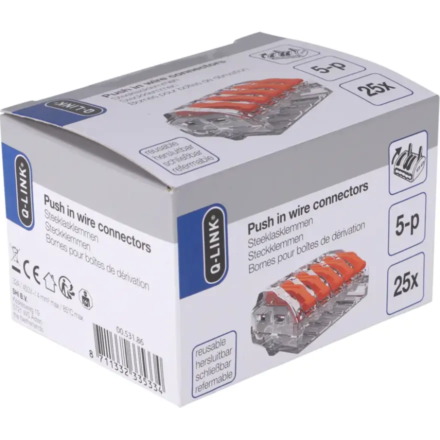 Q-Link Lasklem 5-voudig 0,2-4mm2 Hersluitbaar 25 stuks