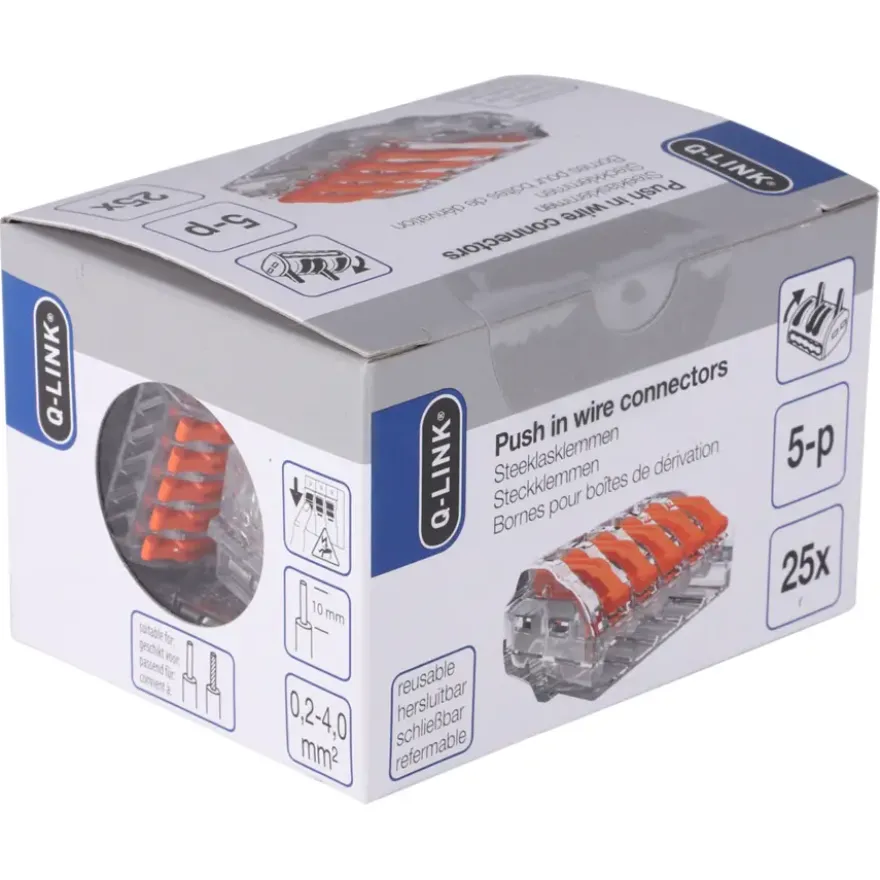 Q-Link Lasklem 5-voudig 0,2-4mm2 Hersluitbaar 25 stuks