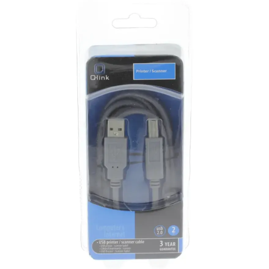 Q-Link USB kabel 2.0 printer/scanner 2 meter grijs