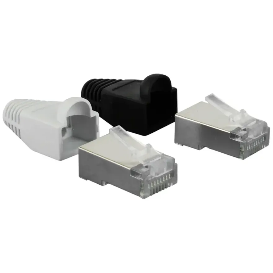 Q-Link UTP connector 4x/kap RJ45 2x zwart wit 8 stuks