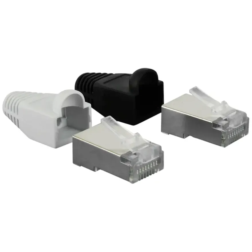 Q-Link UTP connector 4x/kap RJ45 2x zwart wit 8 stuks
