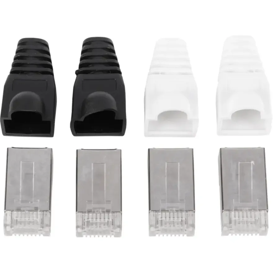Q-Link UTP connector 4x/kap RJ45 2x zwart wit 8 stuks