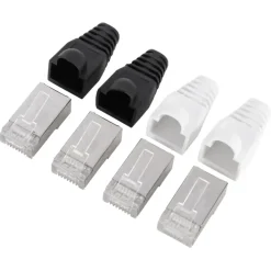 Q-Link UTP connector 4x/kap RJ45 2x zwart wit 8 stuks