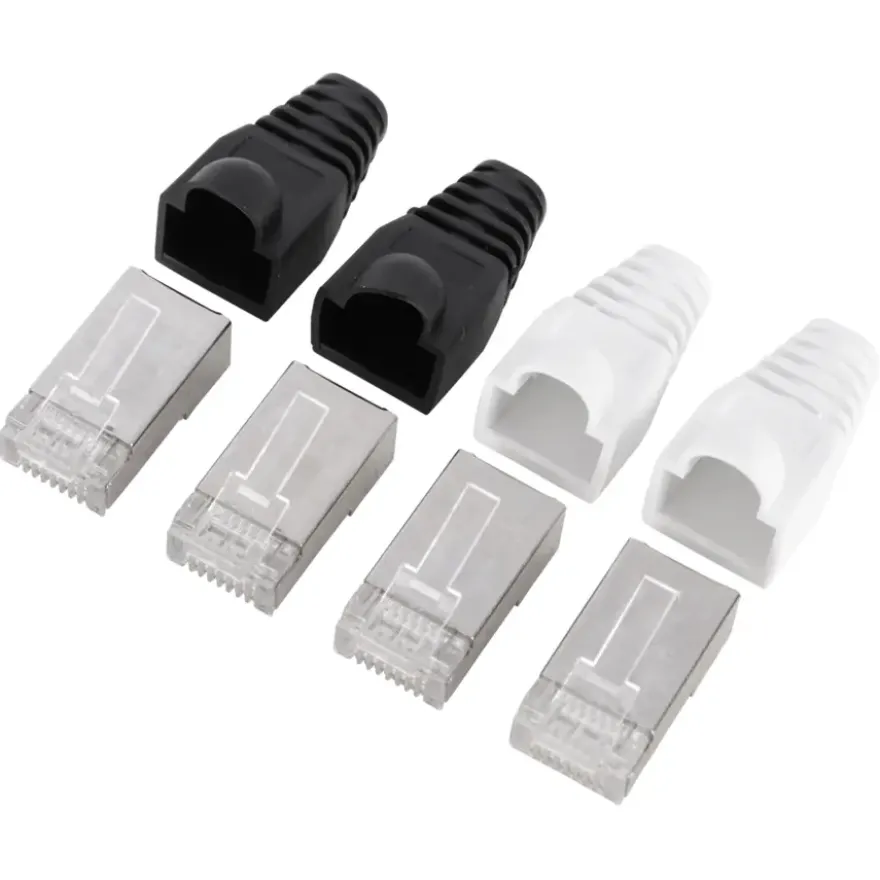 Q-Link UTP connector 4x/kap RJ45 2x zwart wit 8 stuks