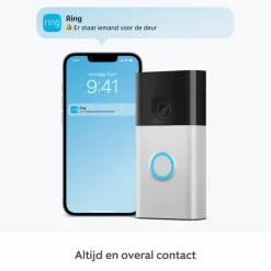 Ring Video Deurbel Satijn Nikkel met Chime Bundel