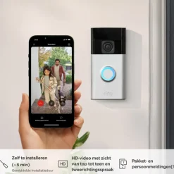Ring Video Deurbel Satijn Nikkel met Chime Bundel