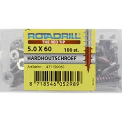Rotadrill hardhoutschroef platkop T25 RVS 5x60 mm 100 stuks