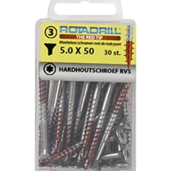 ROTADRILL hardhoutschroef rvs 5,0x50 mm (30 stuks)