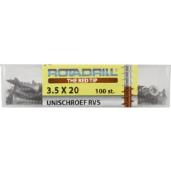 Rotadrill RVS schroeven platkop 3,5x20 mm - 100 stuks
