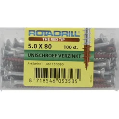 Rotadrill schroef universeel platkop T25 verzinkt 5x80 mm 100 stuks