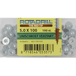 Rotadrill schroef universeel platkop T25 verzinkt 5x100 mm 100 stuks