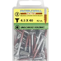 Rotadrill schroef universeel platkop T20 verzinkt 4.5x40 mm 42 stuks