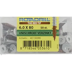 Rotadrill schroef universeel platkop T25 verzinkt 6x80 mm 50 stuks