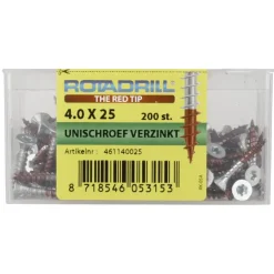 Rotadrill Torx schroeven platkop verzinkt 4,0x25 mm - 200 stuks