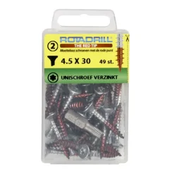 Rotadrill Torx schroeven platkop verzinkt 4,5x30 mm - 49 stuks