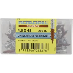 Rotadrill Verzinkte schroeven platkop 4,0x45 mm - 200 stuks