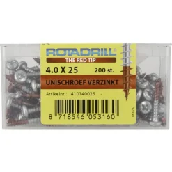 Rotadrill Verzinkte schroeven cilinderkop 4,0x25 mm - 200 stuks