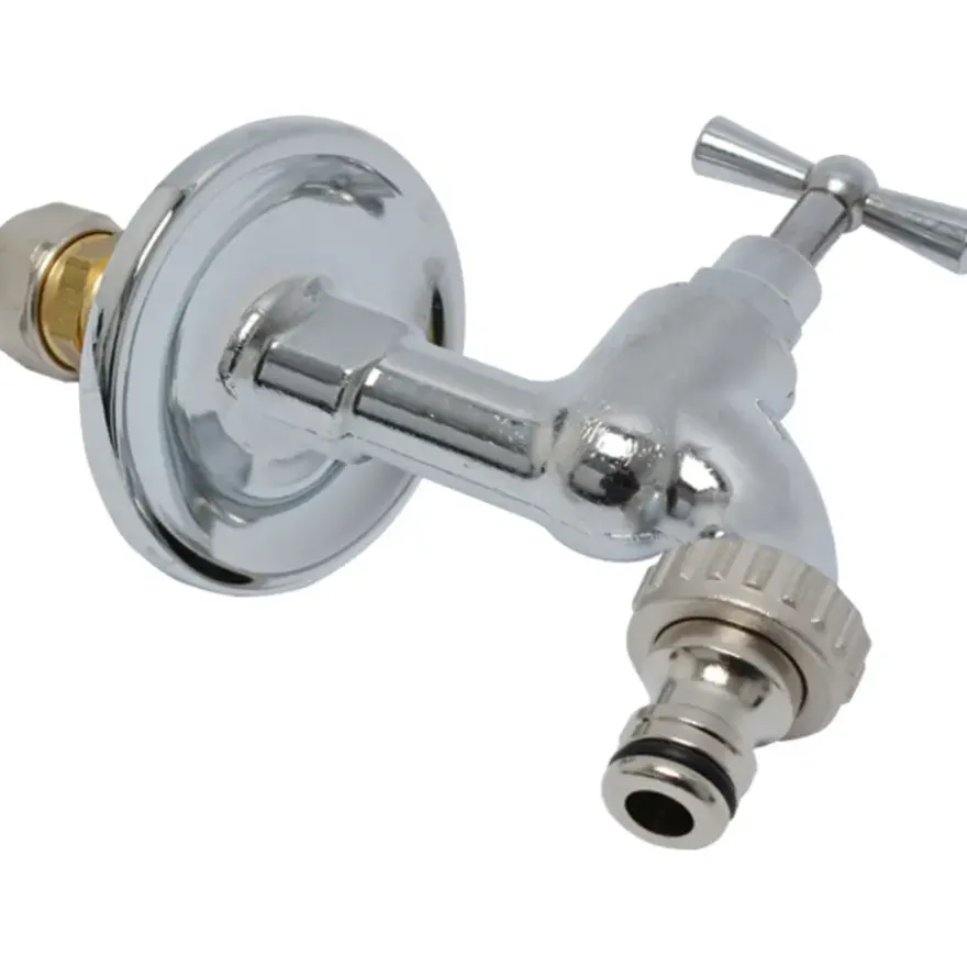 Sanivesk Buitenkraan Meerlagen + Gevelkom 16mmx1/2"M Chroom