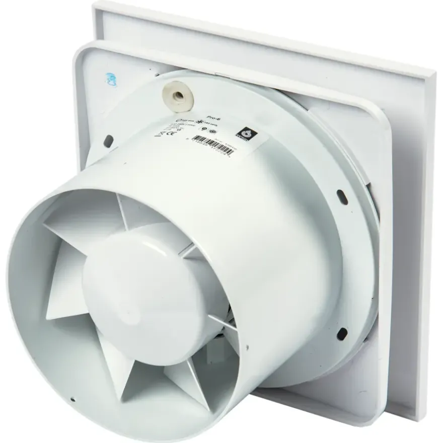 Sanivesk inbouwventilator Design vierkant met vochtsensor wit Ø 125 mm