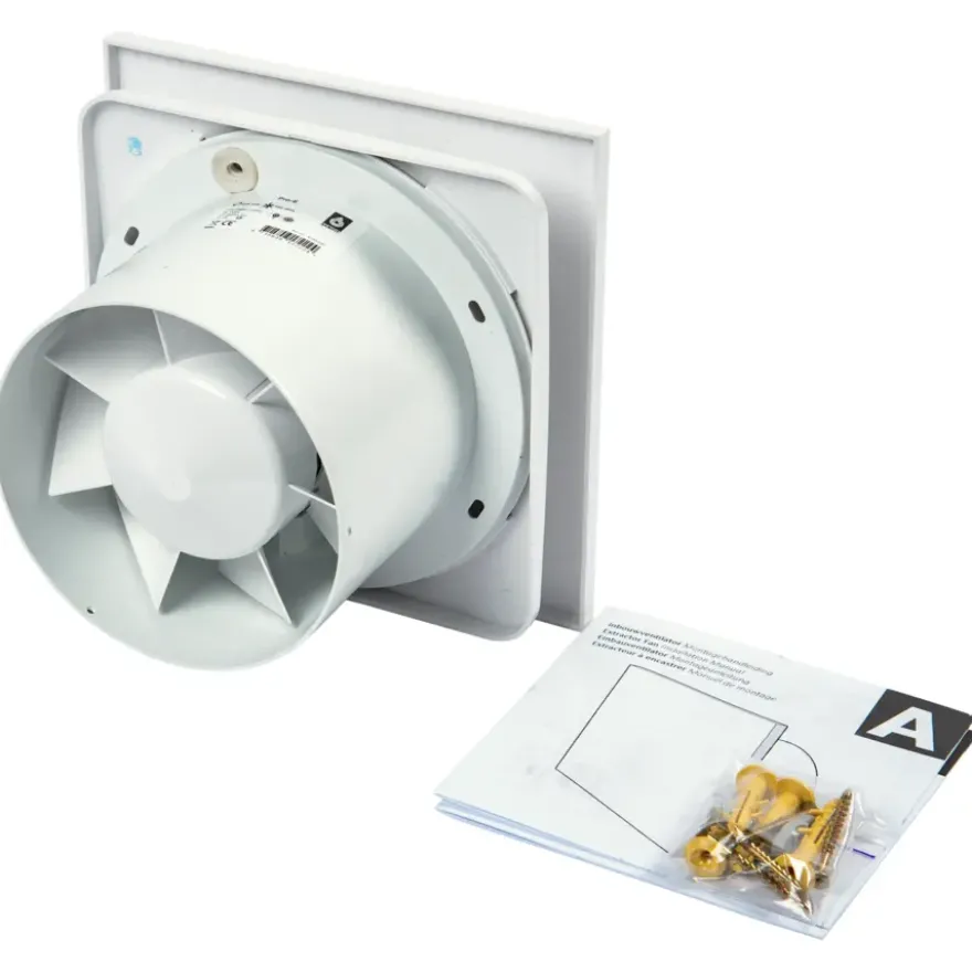 Sanivesk inbouwventilator Design vierkant met vochtsensor wit Ø 125 mm