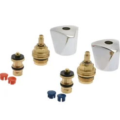 Sanivesk kraanbovendeel driegreep set chroom rood + blauw 1/2"M