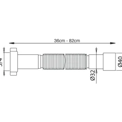 Sanivesk Moduflex 5/4x32mm 36-82cm Wit