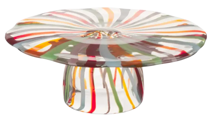 Schaal glas multicolor op voet