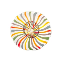 Schaal glas multicolor op voet