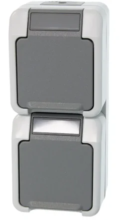 Schneider Electric Aquastar spatwaterdicht Stopcontact Dubbel RA verticaal