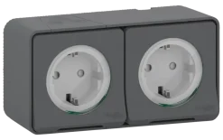 Schneider Electric Mureva Styl wandcontactdoos 2-voudig horizontaal IP55 antraciet