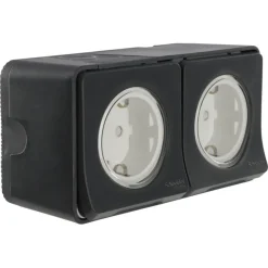 Schneider Electric Mureva Styl wandcontactdoos 2-voudig horizontaal IP55 antraciet